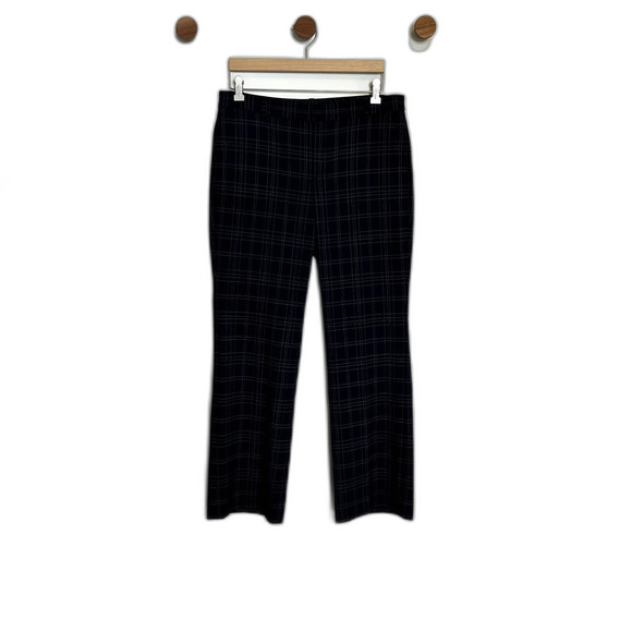 Banana Republic Logan Trouser-Fit Wool-Blend Pant Career Size 8S Blue Plaid - Picture 16 of 16